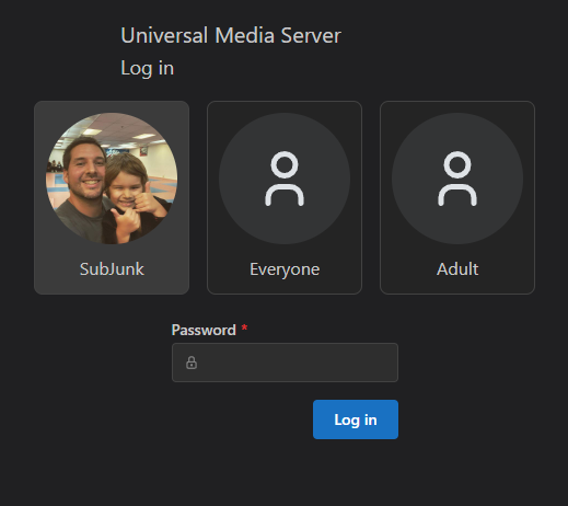Exemplo do alternador de utilizadores